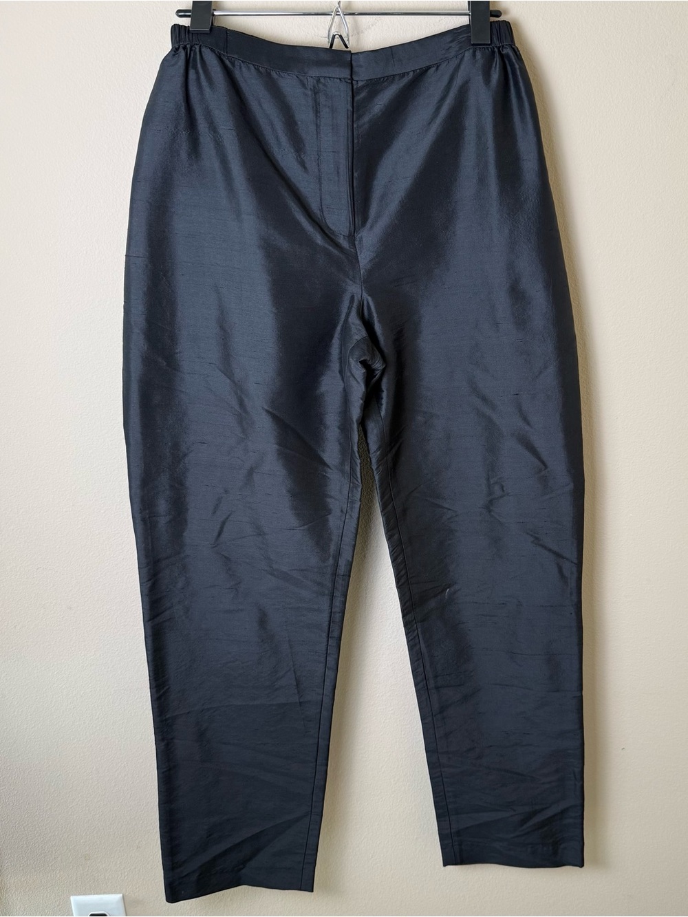 Vintage Neiman Marcus 100% Silk Pants Womens Medium Black Y2K Minimalist Classic